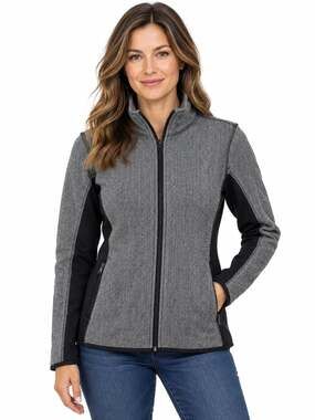 Marc NY Andrew Marc Ladies Dark Academia Zip Jacket Black Herringbone S Athletic
